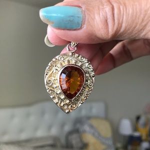 VINTAGE 925 silver in gold plated pendant.I’ll include gold toneunbranded chain